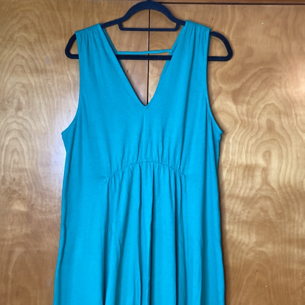 Soft Surroundings V Neck Maxi Green Dress. Size L - Picture 4 of 10